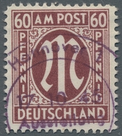 Bizone: 1945, AM-Post 60 Pfennig Karminbraun Vom Deutschen Druck In Linienzähnung 11 1/2 Und In Papi - Sonstige & Ohne Zuordnung