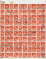 Bizone: 1948, Bauten 25 Pfennig Orangerot Enggezähnt In Type IV. 100 Gestempelte Marken Als Komplett - Sonstige & Ohne Zuordnung
