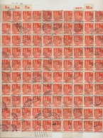 Bizone: 1948, Bauten 25 Pfennig Orangerot Enggezähnt In Type IV. 100 Gestempelte Marken Als Komplett - Sonstige & Ohne Zuordnung