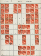 Bizone: 1948, Bauten 25 Pfennig Orangerot Enggezähnt In Type IV. 46 Senkrechte Gestempelte Paare Und - Other & Unclassified