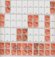 Bizone: 1948, Bauten 25 Pfennig Orangerot Enggezähnt In Type IV. 34 Senkrechte Gestempelte Paare, Ei - Sonstige & Ohne Zuordnung