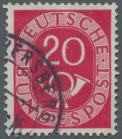 Bundesrepublik Deutschland: 1951, Posthorn 20 Pfennig Gestempelt Mit Plattenfehler Weißer Strich Dur - Usados