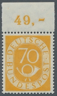 Bundesrepublik Deutschland: 1951, "70 Pfg. Posthorn", Postfrischer Oberrandwert (minimal Angefaltet) - Used Stamps