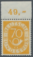 Bundesrepublik Deutschland: 1951, "70 Pfg. Posthorn", Postfrischer Oberrandwert (minimal Angefaltet) - Usados