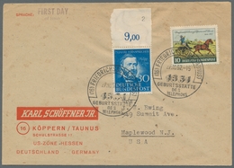 Bundesrepublik Deutschland: 1952, "P. Reis", Oberrandwert Mit Zusatzfrankatur Auf Ersttagsbrief In D - Used Stamps