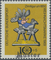 Bundesrepublik Deutschland: 1969, 10 + 5 Pfg. Weihnachten Mit Violettem "Muster"-Handstempel-Aufdruc - Used Stamps