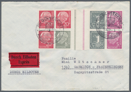 Bundesrepublik - Zusammendrucke: 1953/1959 Heuss Stehendes Wasserzeichen, 7 Briefe In Verschiedenen - Se-Tenant