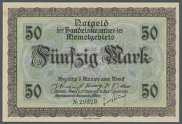 Memel: 1922, Handelskammer Kpl. Serie Der Scheine Von 1/2 Bis 100 Mark (Rosenberg Nr. 846 Bis 854) I - Autres - Europe