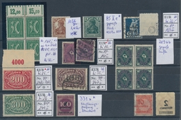 Deutsches Reich - Inflation: 1918-1923, Abwechslungsreiches Lot Von Besonderheiten - Geprüfte Farben - Unused Stamps