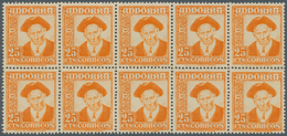 Andorra - Spanische Post: 1953, Councilman 25c. Orange-yellow In A Lot With About 1.000 (!) Stamps M - Sonstige & Ohne Zuordnung