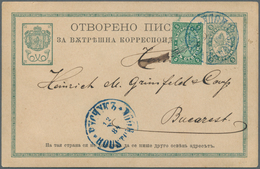 Bulgarien: 1862/1945, Collection Of 33 Entires Incl. 1879 1fr. Black/red On Reverse Of Cover From So - Covers & Documents