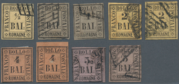 Italien - Altitalienische Staaten: Romagna: 1859, Two 4 B. Mint No Gum And Seven Stamps Used, Fine G - Romagne