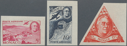 Monaco: 1946, One Year Death Of Franklin D. Roosevelt Complete Set Of Three Airmail Stamps In A Lot - Unused Stamps
