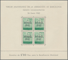 Spanien - Zwangszuschlagsmarken Für Barcelona: 1942, Town Hall Of Barcelona Miniature Sheets 4 X 5c. - War Tax