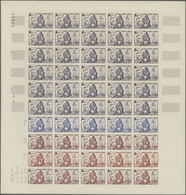 Französisch-Westafrika: 1954/1958, IMPERFORATE COLOUR PROOFS, MNH Assortment Of Ten Complete Sheets - Sonstige & Ohne Zuordnung