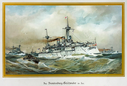 Thematik: Schiffe-U-Boote / Ships-submarines: 1900 (ca.), "DEUTSCHLAND ZUR SEE", Großformatiger Bild - Schiffe