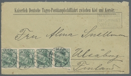 Schiffspost Deutschland: 1900-1937, Partie Von 13 Schiffspostbelegen (teils Ansichtskarten) Mit U.a. - Briefe U. Dokumente