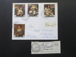 San Marino 1966 Motivmarken Gemälde Von Tiziano Vacello Einschreiben Mit Einlieferungsschein Nach Hannover - Lettres & Documents