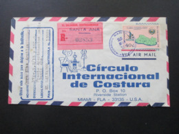 El Salvador 1971 Einschreiben / Registered Santa Ana Via Air Mail - Miami Florida Circulo International De Costura - El Salvador