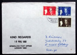 1980 GREENLAND Post Office At LONDON 1980 PHILATELIC EXHIBITION COVER Aviation Helicopter Pmk Stamps ( Lot 3601) - Covers & Documents
