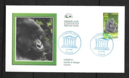 Gorille D'Afrique Superbe Document 1er Jour N°140 UNESCO - Gorilla's