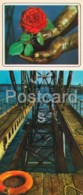 Neftyanye Kamni - Neft Daslari - Oil Rig - Flowers - Rose - 1975 - Azerbaijan USSR - Unused - Azerbaiyan