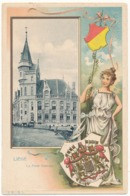 LIEGE - La Poste Centrale - Carte Gauffrée, Jeune Femme, Blason, Armoiries - Liege