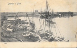 Egypte - Chantier à Suez Au Bord Du Canal, Bateaux, Felouques - Carte N° 12976 Dos Simple - Sues