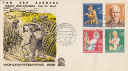 Enveloppe  FDC  1er  Jour    SARRE    Au  Service  De  L' Humanité    1958 - FDC