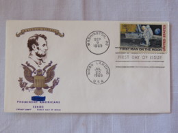 USA 1969 FDC Cover - First Man On Moon - Eagle - Lincoln - Cartas