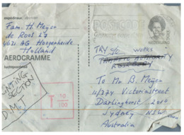 (ED 41) Aerogramme Cover - Netherlands  - 1960's - Sent To Australia Underpaid And Taxed - Unclassified