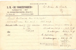 Factuur Facture - SM De Voorzienigheid - Plafondlatten , Hout - St Joris Ten Distel - 1935 - Ambachten