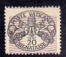 VATICANO VATIKAN VATICAN 1946 SEGNATASSE TAXES DUE TASSE TRIREGNO E CHIAVI DECUSSATE CENT. 20c LINEE PIÙ GRANDI MNH - Postage Due