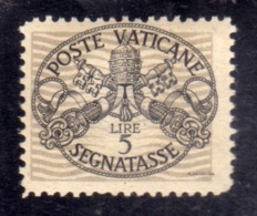 VATICANO VATIKAN VATICAN 1946 SEGNATASSE TAXES DUE TASSE TRIREGNO E CHIAVI DECUSSATE LIRE 5 LINEE PIÙ GRANDI MNH - Impuestos