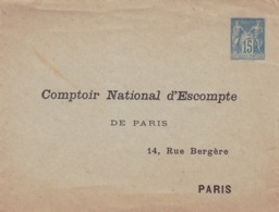 Enveloppe Sage 15 C Bleu J69 Neuve Repiquage Comptoir National D'Escompte - Enveloppes Types Et TSC (avant 1995)