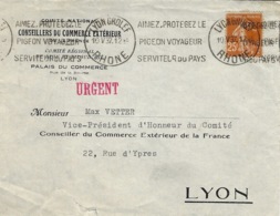 1937- Enveloppe  Imprimés URGENT Affr. 25 C  Avec Flamme  " AIMEZjPROTEGEZ LE / PIGEON VOYAGEUR / SERVITEUR DU PAYS " - Pigeons & Columbiformes