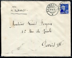 NORVEGE - N° 158 / LETTRE D' HAMMERFEST LE 13/8/1933 POUR PARIS - TB - Briefe U. Dokumente