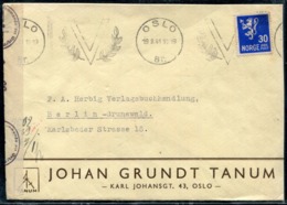 NORVEGE - N° 231 / LETTRE AVEC O.M. D'OSLO LE 19/8/1941 POUR BERLIN AVEC CENSURE - TB - Lettres & Documents