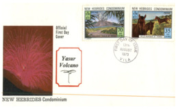 (ED 42) New Hebrides FDC Cover - 1973 - Volcano & Wild Horses - Vanuatu (1980-...)