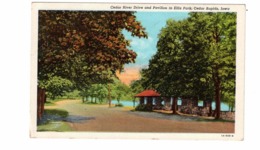 CEDAR RAPIDS, Iowa, USA, Ellis Park, Cedar River Drive & Pavilion, 1952 Linen Postcard - Cedar Rapids