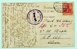 Carte Postale Mai 1919 Karlsruhe --> Secteur Postal 131 En Alsace, Affr. 10pf - Briefe U. Dokumente