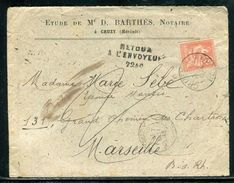 France - Enveloppe De Cruzy Pour Marseille En 1903 Et Retour  - Ref D150 - 1877-1920: Semi Modern Period