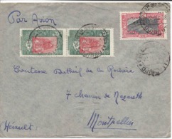 DJIBOUTI 22.12.1938, 3 Timbres-poste Sur Lettre Par Avion Pour FRANCE  Pour Comtesse Dutheil De La Rochère Montpellier - Cartas & Documentos