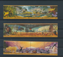 1993 ONU Flora Y Fauna Flores Flowers Pajaros Birds Oso Polar Pinguino Mono Iguana 3 Tiras Mint. - Cuckoos & Turacos