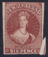 CLASSIC NEW ZEALAND MNG 6d CHALON IMPERF DAVIES PRINT PAPERFOLD - Ongebruikt