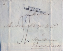 C.1817 , MADRID - AMSTERDAM , MARCA " ESPAGNE PAR BAYONNE " DEL CORREO FRANCÉS , AL DORSO " FRANSCHE CORRESP. " - ...-1850 Prefilatelia