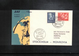 Sweden 1960 SAS First Flight Stockholm - Monrovia - Covers & Documents