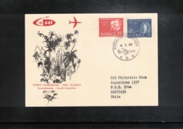 Sweden 1964 SAS First Coronado Jet Flight Stockholm - Santiago De Chile - Covers & Documents