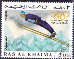 Ras Al Khaima - Olympiade Grenoble Skispringen (MiNr. 210) 1967 - Gest Used Obl - Ra's Al-Chaima