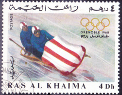 Ras Al Khaima - Olympiade Grenoble Zweierbob (MiNr. 212) 1967 - Gest Used Obl - Ra's Al-Chaima